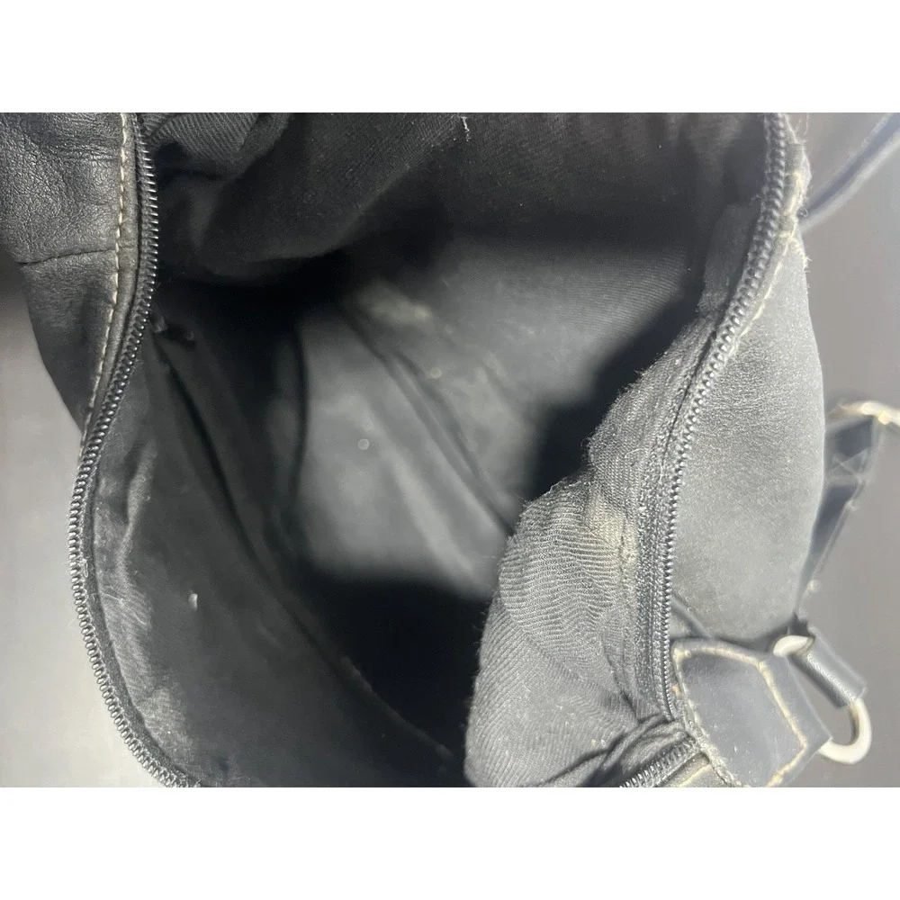 Michael‎ Stevens Black Faux Leather Shoulder Bag Hobo Style Gold Hardware Zipper